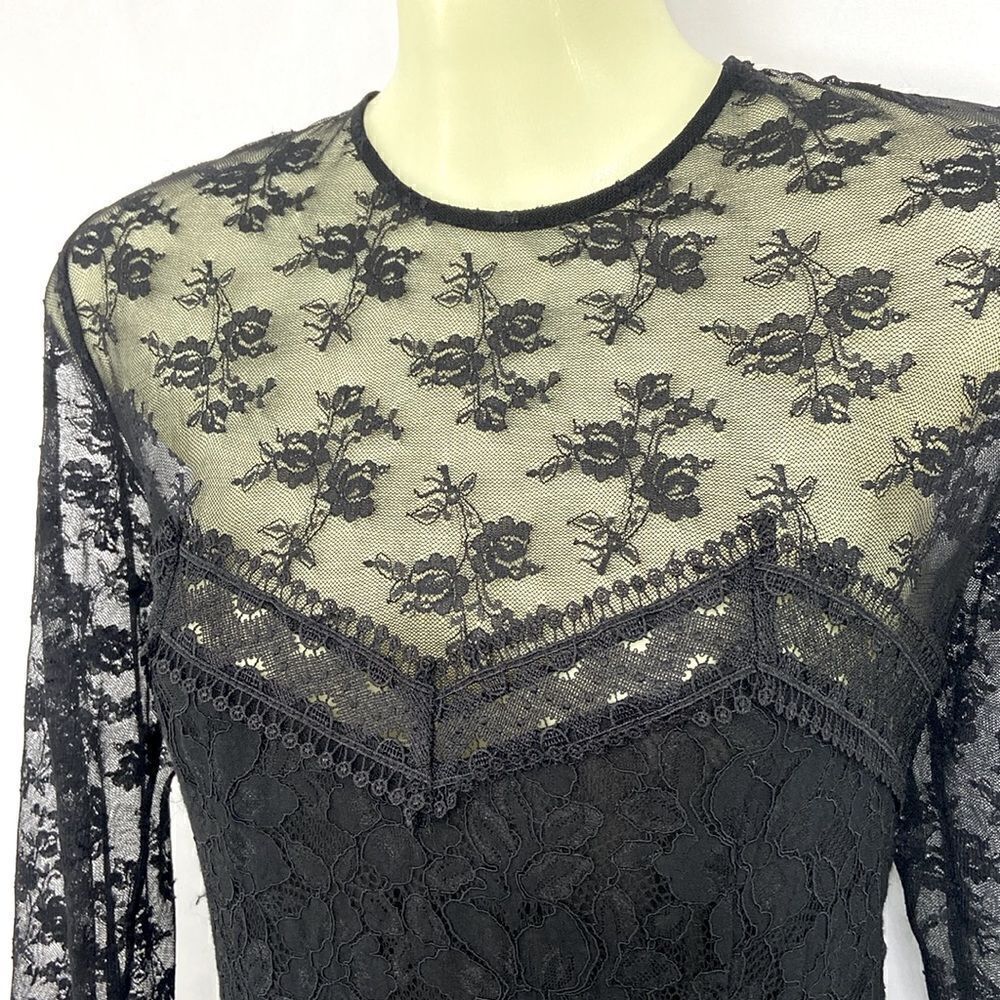 The Kooples Dress “Moonlight “ Black Lace Ruffle NWOT Sz Medium~6 - Picture 2 of 8